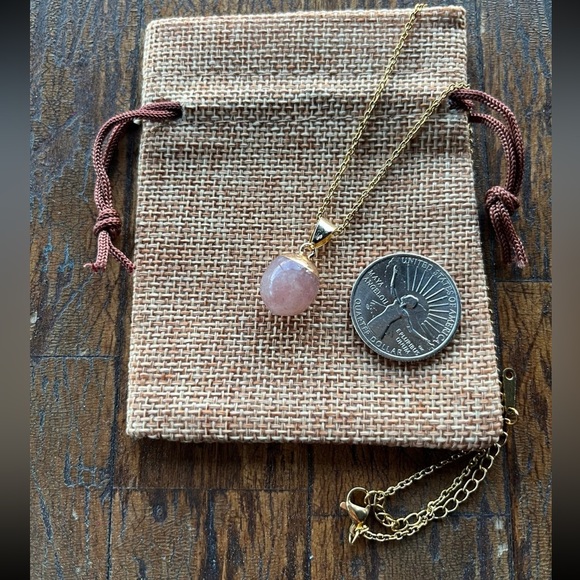 Strawberry Quartz Necklace Strawberry Quartz Pendant with Stainless Steel Chain - Picture 2 of 2